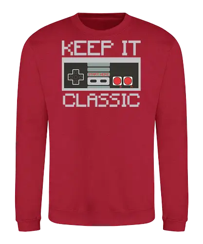 KEEP IT CLASSIC - retro, gaming, controller, vintage, nostalgia, pixelated, design, classic, monochrome, text - Sweatshirt
