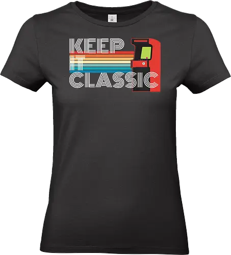 Keep It Classic - retro, arcade, classic, vintage, gaming, colorful, typography, stripes, nostalgia, design - Standard T-Shirt (Frauen)
