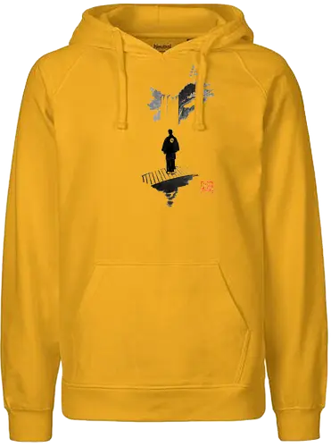 yakuza meditation - yaluza, pond, fall, bridge, sumie, japan - Fairtrade Hoodie