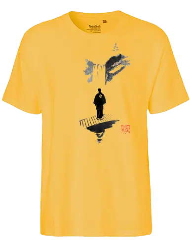 yakuza meditation - yaluza, pond, fall, bridge, sumie, japan - Fairtrade T-Shirt