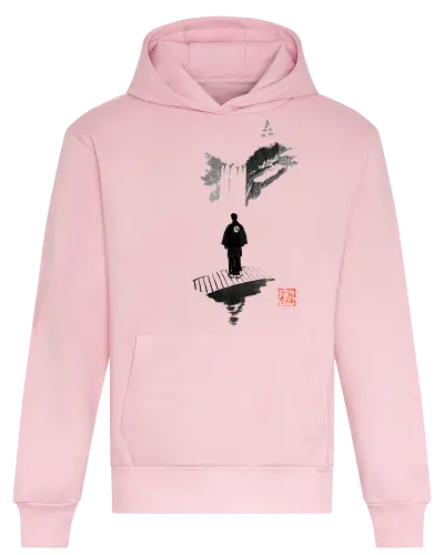 yakuza meditation - yaluza, pond, fall, bridge, sumie, japan - Heavyweight Hoodie