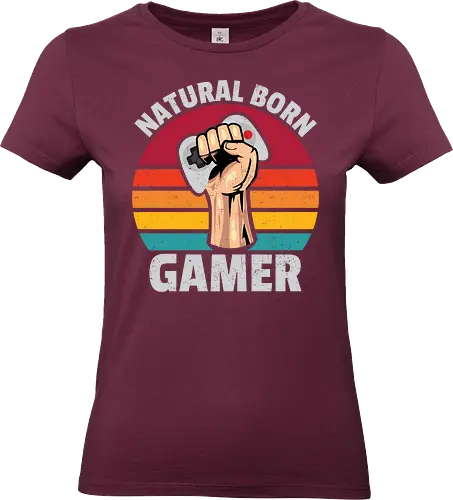 Natural Born Gamer - gaming, controller, stripes, fist, graphic, design, typography, retro, gamer, colorful - Standard T-Shirt (Frauen)