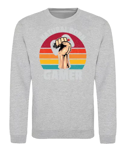 Natural Born Gamer - gaming, controller, stripes, fist, graphic, design, typography, retro, gamer, colorful - Sweatshirt