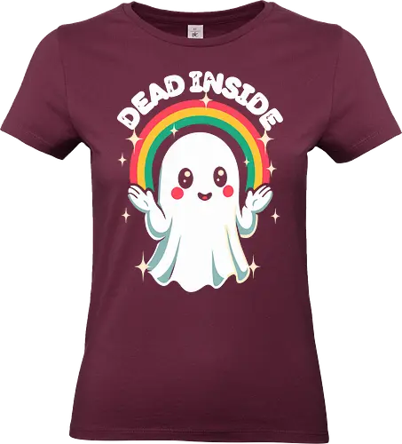 Dead Inside - Süßer Totenkopf - cool, süß, düster, schwarzer Humor, tot, innerlich tot, lustig, sarkastisch, lustiges T-Shirt, lustiges Gespenst, Illustration, kawaii, Ästhetisch, Monster, Regenbogen, Sarkasmus, Skelett, Totenkopf, Geist - Standard T-Shirt (Frauen)