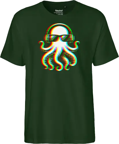 Disco Octopus Musik RGB - Ästhetik, Cool, Cooler Sommer, Disco, Lustig, Lustiges T-Shirt, Illustration, Musik, Oktopus, RGB, RGB-Glitch, RGB-Split, Sommer, Sommerstimmung, lm2kone - Fairtrade T-Shirt
