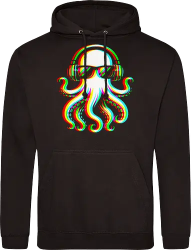 Disco Octopus Musik RGB - Ästhetik, Cool, Cooler Sommer, Disco, Lustig, Lustiges T-Shirt, Illustration, Musik, Oktopus, RGB, RGB-Glitch, RGB-Split, Sommer, Sommerstimmung, lm2kone - Standard Hoodie