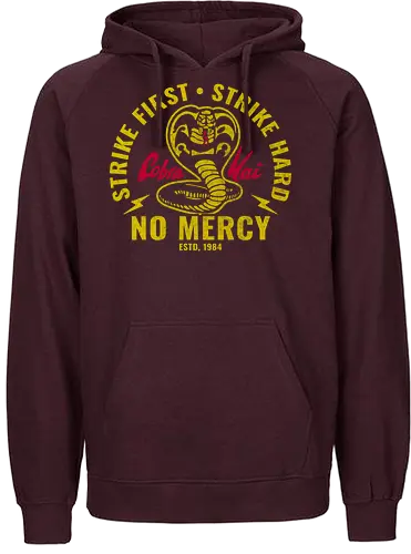 No Mercy - strike first strike hard, daniel larusso, karate, 80s, mr miyagi, snake, cobra kai, no mercy - Fairtrade Hoodie