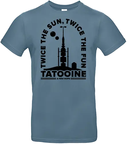 Two Suns for more fun - tatooine, Space Opera, 80s, two suns, mos eisley, sci fi, lightsaber, Villain, luke, tatooine suns - Standard T-Shirt