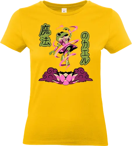 Magical Frog Girl - frog, magical girl, cartoon, japanese, lotus, pink, magic, anime, kawaii - Standard T-Shirt (Frauen)