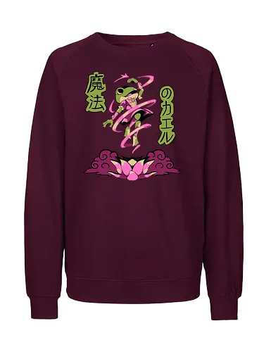 Magical Frog Girl - frog, magical girl, cartoon, japanese, lotus, pink, magic, anime, kawaii - Fairtrade Sweatshirt