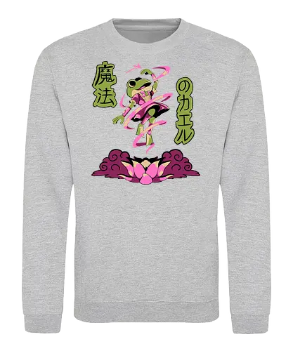 Magical Frog Girl - frog, magical girl, cartoon, japanese, lotus, pink, magic, anime, kawaii - Sweatshirt