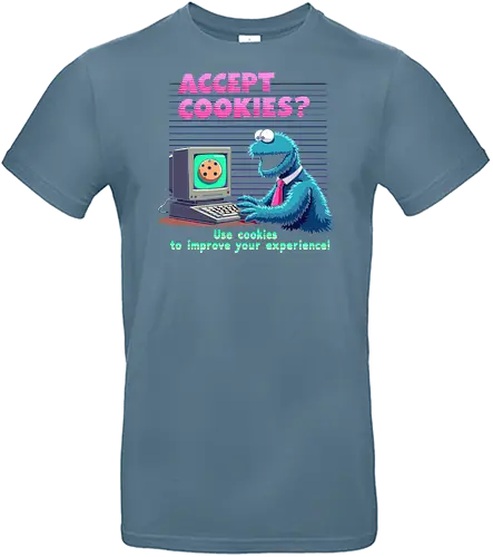 Accept cookies? Use cookies to improve your experience! - cookies, humor, computer, parody, internet, retro, character, screen, text, colorful - Standard T-Shirt