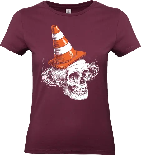 Skull clown - skull, clown, traffic cone, humor, macabre, quirky, surreal, contrast, illustration - Standard T-Shirt (Frauen)
