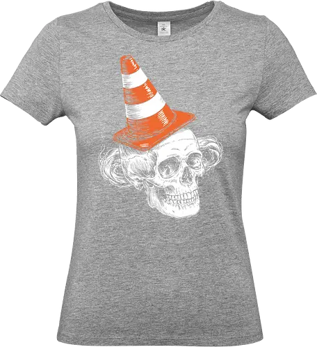 Skull clown - skull, clown, traffic cone, humor, macabre, quirky, surreal, contrast, illustration - Standard T-Shirt (Frauen)