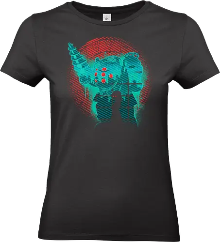 The Protector Under The Sea - gaming, big daddy, gamer, gaming addict, gaming lover, ocean, negativespace, rapture city, landscape, rapture, under the sea, under water, video games lover, classic video game, gaming nerd - Standard T-Shirt (Frauen)