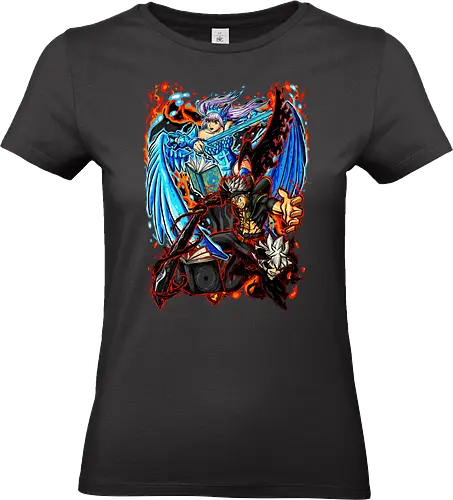 Frost and Flame - Zaubersprüche, Schwertkampf, Ritter, Magische Welt, Magische Kräfte, Wachstum, Teamgeist, Ehrgeiz, Hoffnung, Friendship, Courage, Action, Shonen, Frost and Flame, Magie, Fantasy, Abenteuer, Zauberer, Magier, Kampf, Zauberei, Drachen, Mittelalter, Helden, Freundschaft, Mut, Spannung, Action, Shonen, Dunkelheit, Licht, Magischer Kampf, Schicksal, Geheimnis, Magic, Fantasy, Adventure, Wizard, Sorcery, Battle, Dragon, Medieval, Hero, Darkness, Light, Spellcasting, Swordfight, Knight, Magical World, Powers, Growth, Team Spirit, Ambition, Hope, Destiny, Mystery - Standard T-Shirt (Frauen)