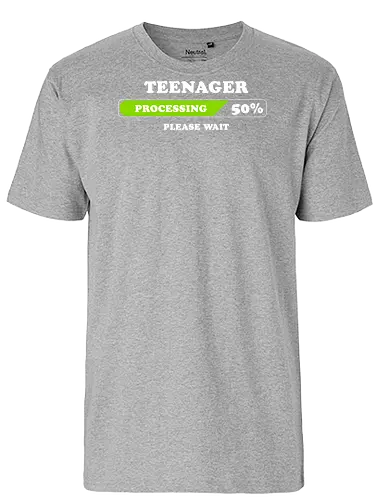 Teenager processing please wait - Fairtrade T-Shirt