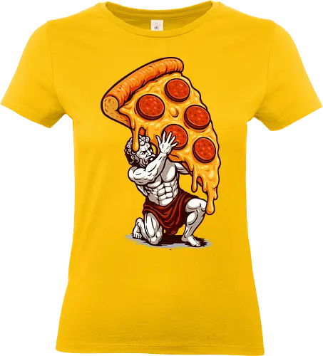 Pizza Atlas - Ästhetik, Atlas, Cooler Sommer, Fast Food, Essen, Lustig, Lustiges T-Shirt, Geek, Griechisch, Griechische Statue, Humor, Illustration, Pizza, Pizza-Atlas, Pizzaliebhaber, Pizzastück, Snacks, lm2kone - Standard T-Shirt (Frauen)