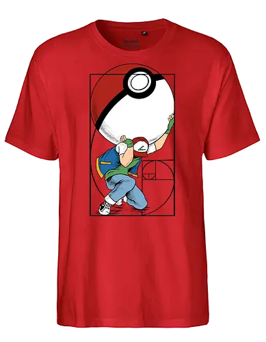 atlas ketchum  - anime, Pocket, monster, atlas, strong, tamer, trainer, ball, golden ratio - Fairtrade T-Shirt