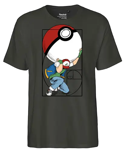 atlas ketchum  - anime, Pocket, monster, atlas, strong, tamer, trainer, ball, golden ratio - Fairtrade T-Shirt