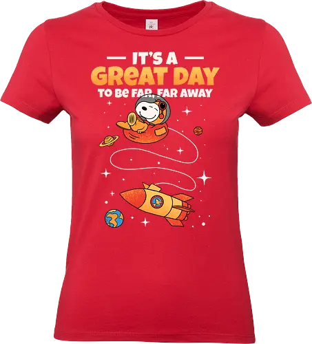 It’s a great day to be far far away - space, astronaut, galaxy, rocket, stars, planets, cosmos, retro, sci-fi, peaceful, nap, travel, explore, dream, escape - Standard T-Shirt (Frauen)