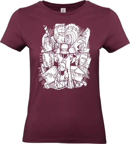 anime-style - anime, characters, group, black and white, design, gray background, expressive, dynamic, line art, manga - Standard T-Shirt (Frauen)