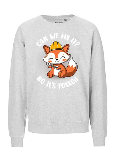 Can we fix it fox - fox, cute, builder, fix it, kawaii, chibi, funny, puns, fox with spanner, diy, do it yourself, cute animals, construction - Fairtrade Sweatshirt