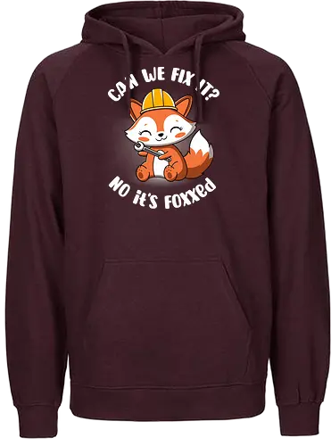Can we fix it fox - fox, cute, builder, fix it, kawaii, chibi, funny, puns, fox with spanner, diy, do it yourself, cute animals, construction - Fairtrade Hoodie