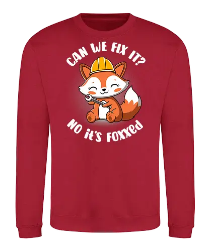 Can we fix it fox - fox, cute, builder, fix it, kawaii, chibi, funny, puns, fox with spanner, diy, do it yourself, cute animals, construction - Sweatshirt