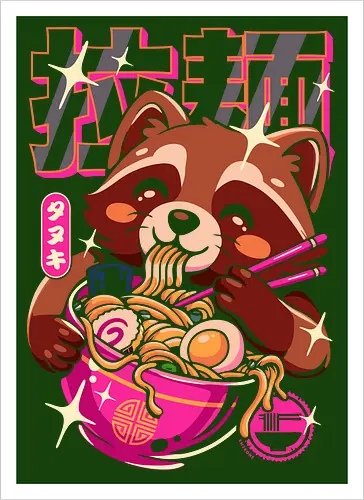 Ramen Waschbär Neon