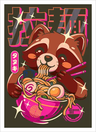 Ramen Waschbär Neon