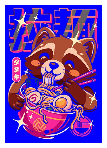 Ramen Waschbär Neon
