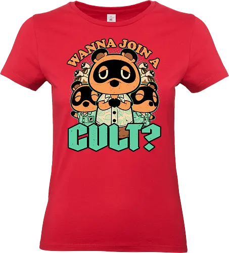Raccoon Island Cult - Animal, Animals, Cute, Cute Animals, Tanuki, Raccoons, Raccoon, Video Game, Video Games, Game, Games, Dark, Dark Humor, Dark Comedy, Cult, Occult, Occultism, Farming, Adventure, Island, Gaming, Join Me, Join - Standard T-Shirt (Frauen)
