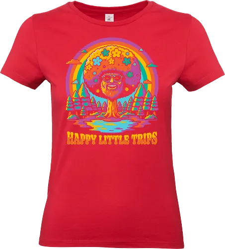 Tree Painter Trip Vibe  - paintings, cool vibes, cool vibes, cool, TV shows, landscape, painting, tree, tree, Happy Trees, forest, paint, painter, tripping, teacher, lake, rainbow - Standard T-Shirt (Frauen)