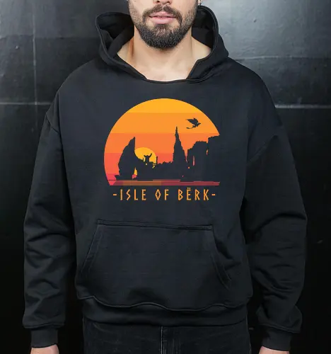 Isle of Berk - dragon, fantasy, for kids, hiccup, httyd, medieval, movies, night fury, retro, Dragon, vintage, vikings - Cropped Hoodie