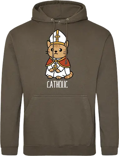 Adorable Catholic Pope Cat Cartoon 