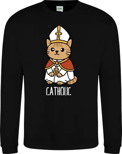 Adorable Catholic Pope Cat Cartoon 
