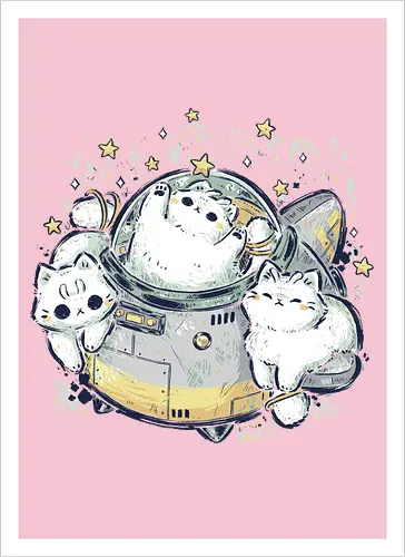 Cute Alien Cats Spaceship