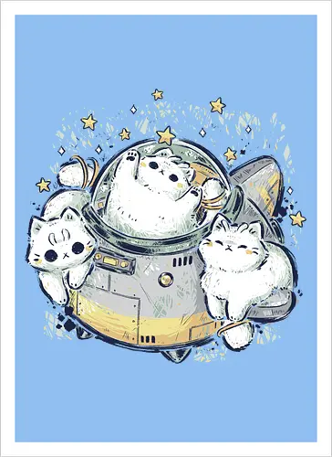 Cute Alien Cats Spaceship
