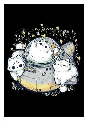 Cute Alien Cats Spaceship