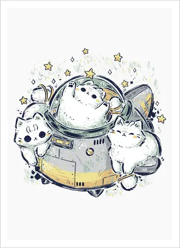 Cute Alien Cats Spaceship