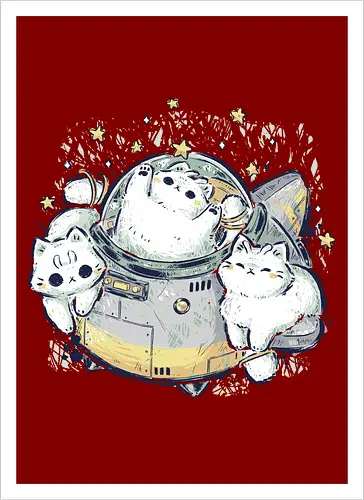 Cute Alien Cats Spaceship