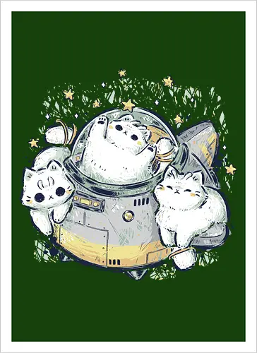 Cute Alien Cats Spaceship