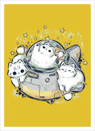 Cute Alien Cats Spaceship