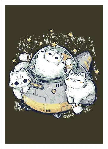 Cute Alien Cats Spaceship