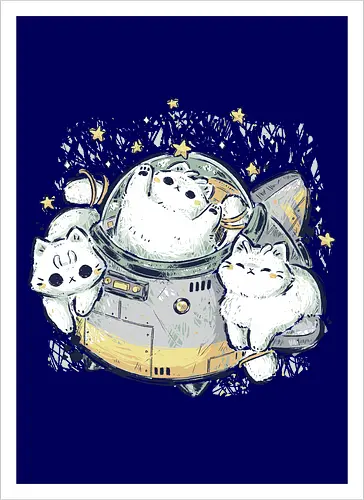 Cute Alien Cats Spaceship