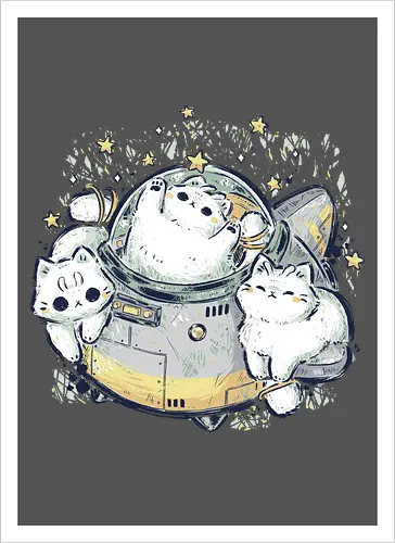Cute Alien Cats Spaceship
