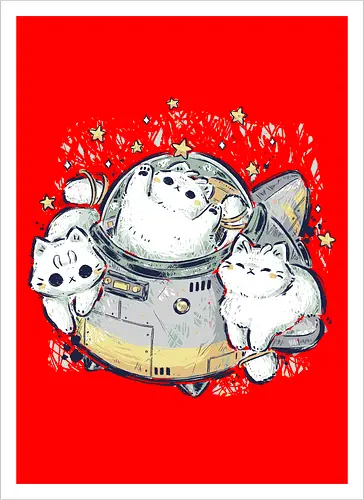 Cute Alien Cats Spaceship