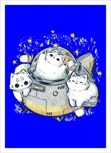 Cute Alien Cats Spaceship