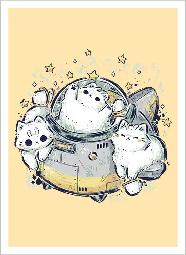 Cute Alien Cats Spaceship